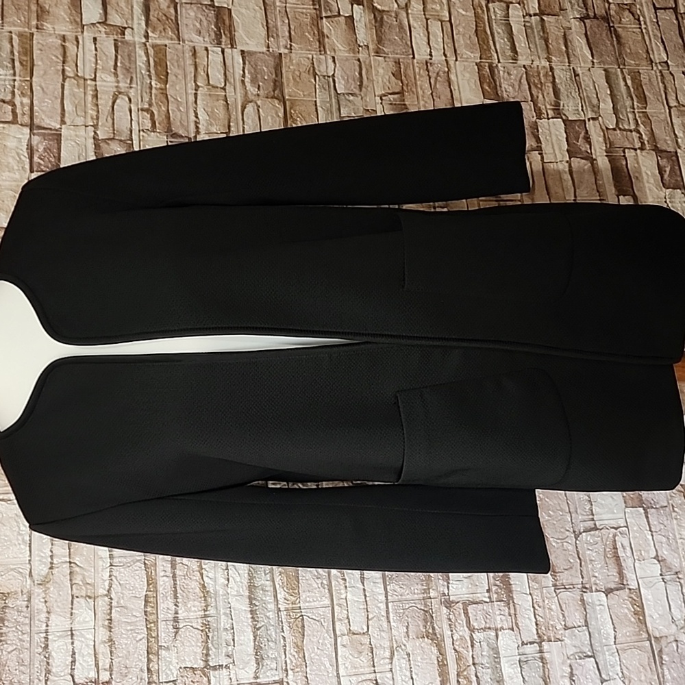 H&M Elegant Black Long Blazer Jacket Open Front